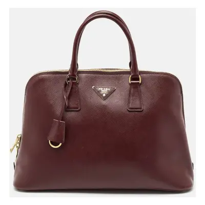 Prada Burgundy Saffiano Lux Leather Promenade Satchel