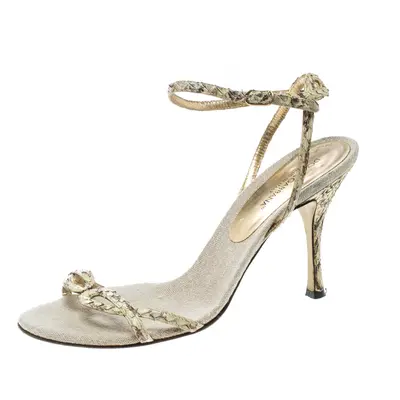 Dolce & Gabbana Cream Python Leather Ankle Strap Sandals Size 37.5