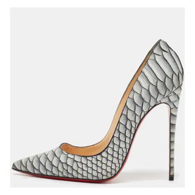 Christian Louboutin Grey/Black Python Leather So Kate Pumps Size