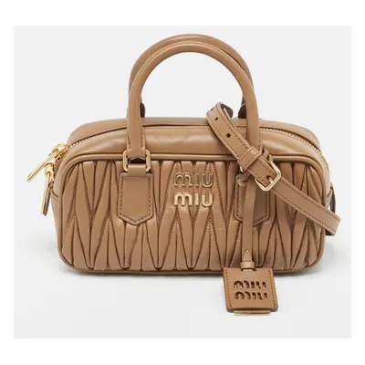 Miu Miu Brown Matelassé Leather Arcadie Satchel