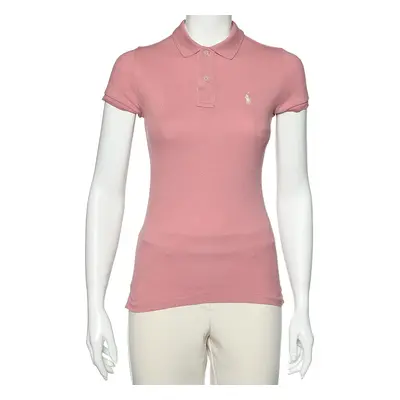 Ralph Lauren Pink Cotton Pique Skinny Polo T-Shirt