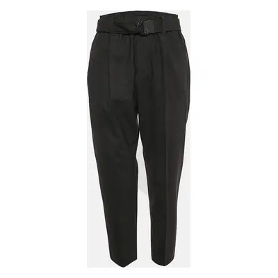 Brunello Cucinelli Grey Wool Blend Monili Detail Elasticized Waist Trousers