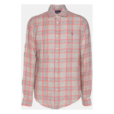 Polo Ralph Lauren Pink/Grey Checkered Linen Classic Fit Shirt