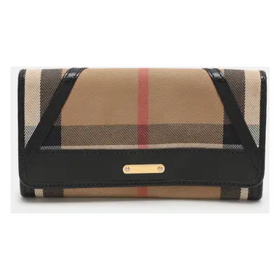 Burberry Black/Beige Nova Check Canvas and Leather Continental Wallet