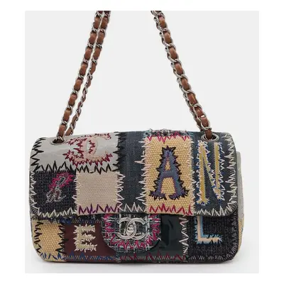 Chanel Multicolor Denim Canvas Leather Patchwork Chain Shoulder Bag