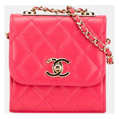 Chanel Pink Mini Lambskin Trendy CC Clutch With Chain