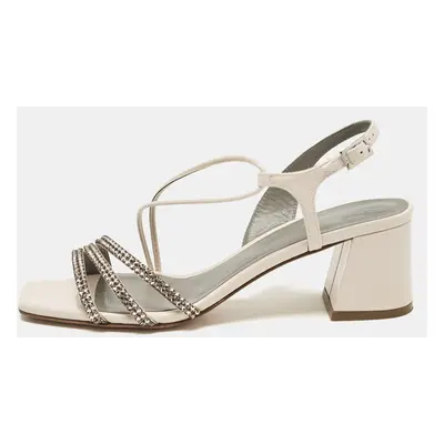 Gina Cream Patent Leather Chadwick Slingback Sandals Size