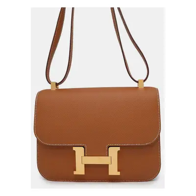 Hermes Gold Epsom Leather Constance Shoulder Bag