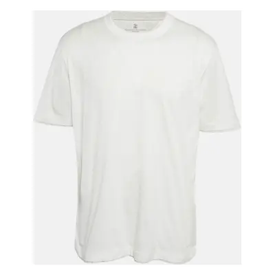 Brunello Cucinelli White Jersey Crewneck T-Shirt