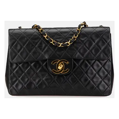 Chanel Black Lambskin Maxi Classic Single Flap Bag