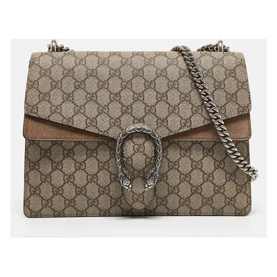 Gucci Beige GG Supreme Canvas and Suede Dionysus Shoulder Bag