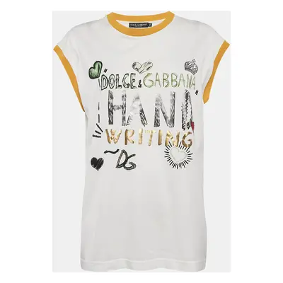 Dolce & Gabbana White Printed Jersey Sleeveless T-Shirt