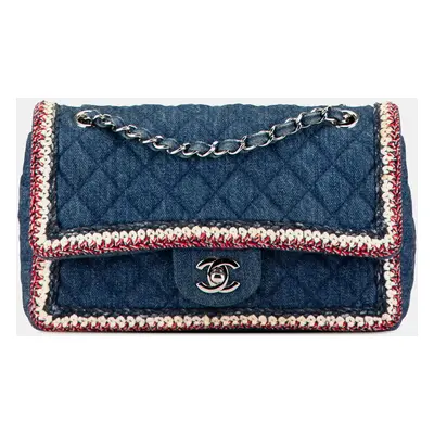 Chanel Blue Medium Denim Braided Flap