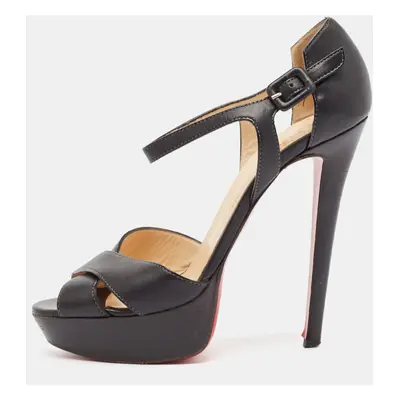 Christian Louboutin Black Leather Sporting Sandals Size