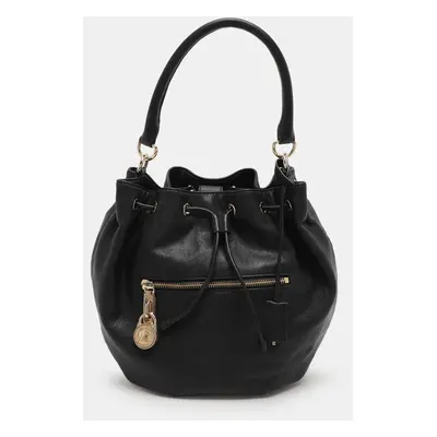 MICHAEL Michael Kors Black Leather Drawstring Hobo