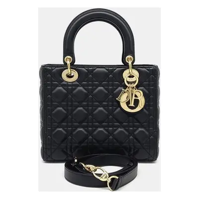 Dior Black Leather Cannage Lady Medium Bag