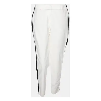 CH Carolina Herrera White Cotton Blend Side Tape Trousers