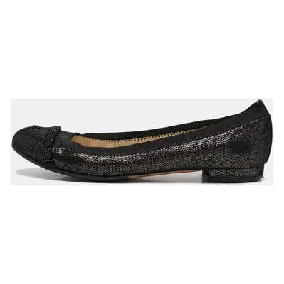 Chanel Brown/Black Textured Suede CC Cap Toe Ballet Flats Size