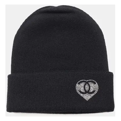 Chanel Black Cashmere Rhinestone CC Logo Heart Motif Knit Cap