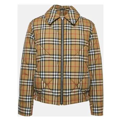 Burberry Brown Tartan Check Zip-Up Quilted Jacket