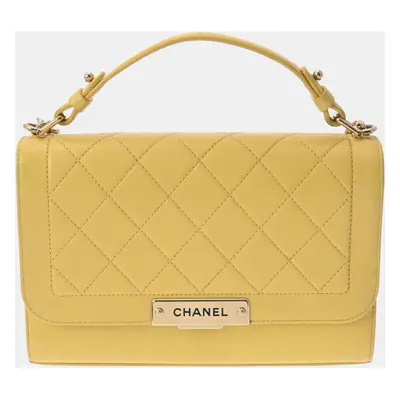 Chanel yellow leather crossbody shoulder bag