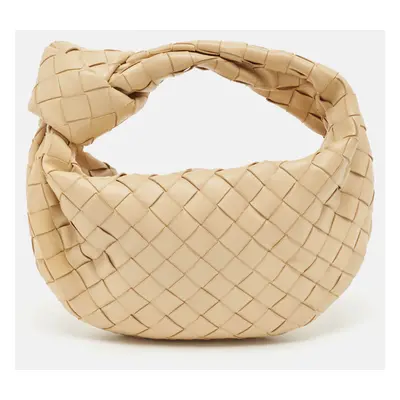 Bottega Veneta Beige Intrecciato Leather Mini Jodie Hobo