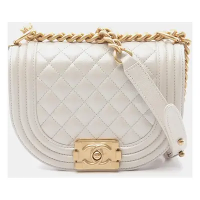 Chanel White Leather Chain Shoulder Bag