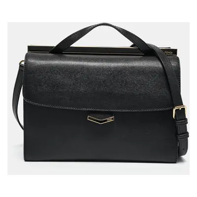 Fendi Black Leather Demi Jour Top Handle Bag