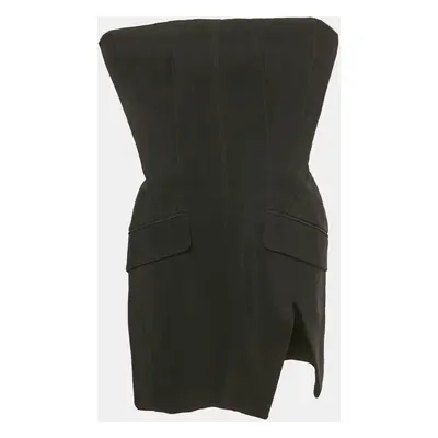 MUGLER Black Gabardine Strapless Mini Dress