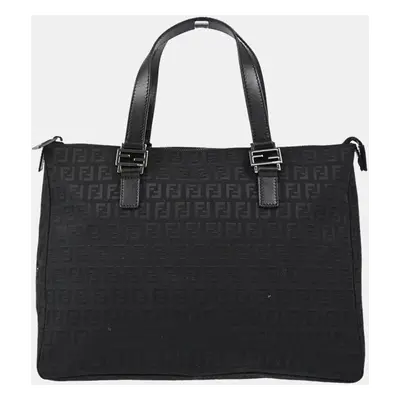 Fendi Black Zucchino Canvas Tote Bag