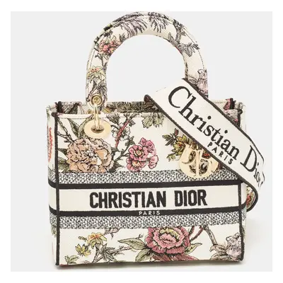 Dior Multicolor Floral Embroidered Canvas Medium Lady D-Lite Tote