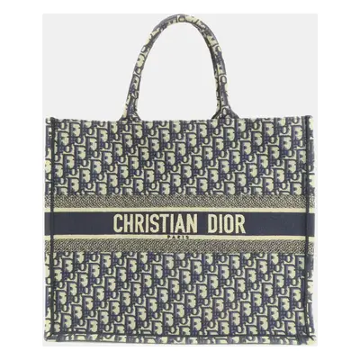 Dior Navy Blue Oblqiue Canvas Book Tote Tote Bag