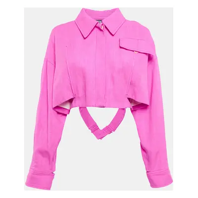 Jacquemus Pink Linen Blend Cropped Lannee Jacket