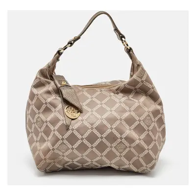 Versace Metallic Signature Canvas and Leather Palazzo Charm Hobo