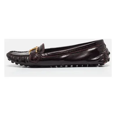 Louis Vuitton Burgundy Patent Leather Oxford Loafers Size