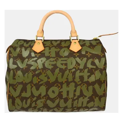 Louis Vuitton Khaki Monogram Graffiti Speedy Handbag