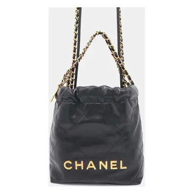 Chanel Black Shiny Calfskin Leather Tote Bag