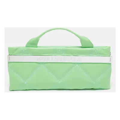 Karl Lagerfeld Light Green Logo Quilted Leather K/Kross Baguette Bag