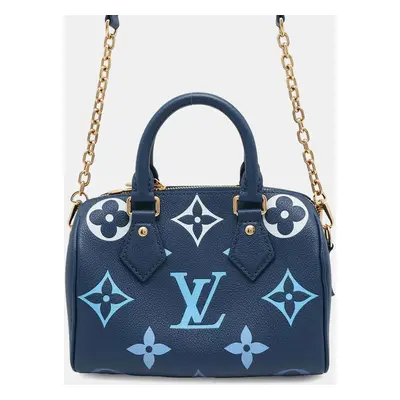 Louis Vuitton Speedy bandouliere Blue Monogram Empreinte Leather Size