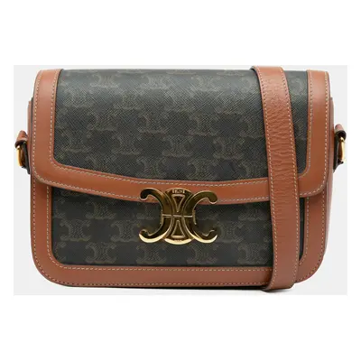 Celine Brown Coated Canvas Teen Triomphe Crossbody Bag