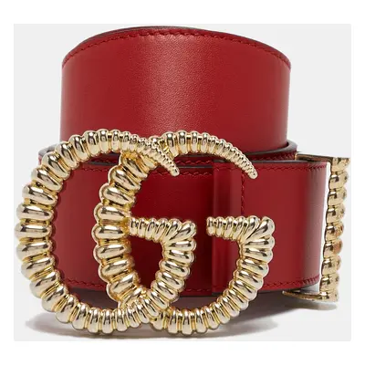 Gucci Red Leather Torchon Double G Buckle Belt