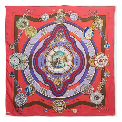 Hermès Pink Silk La Ronde Des Heures Scarf