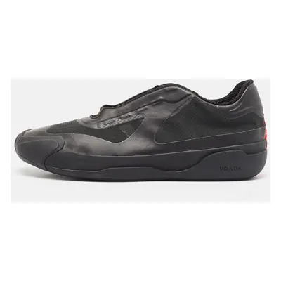 Prada Black Leather and Mesh Luna Rossa Low Top Sneakers Size 43.5