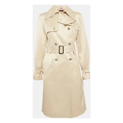 Dolce & Gabbana Beige Silk Double Breasted Trench Coat