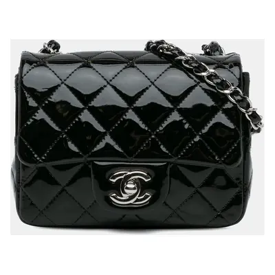 Chanel Black Mini Square Classic Patent Single Flap