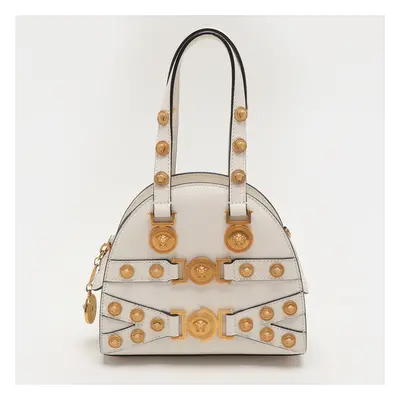 Versace White Leather Tribute Medallion Satchel