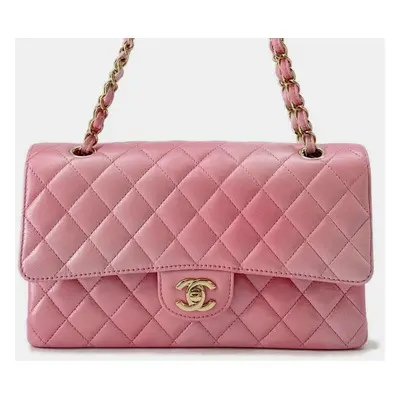 Chanel Gradation Light Pink Goatskin Leather Classic Double Flap Shoulder Bag