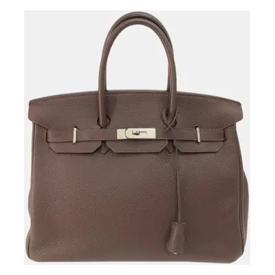 Hermes Dark Brown Togo Birkin Handbag