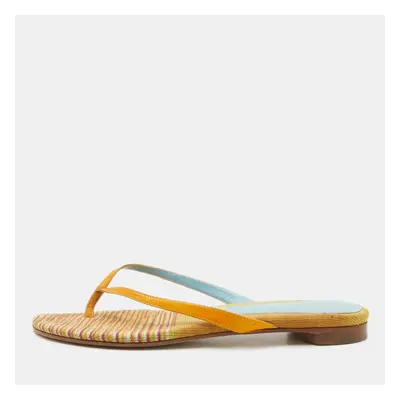 Missoni Multicolor Fabric and Leather Flat Slides Size