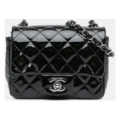 Chanel Black Patent Mini Square Classic Single Flap Shoulder Bag